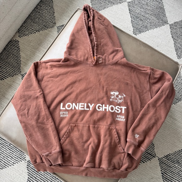 Lonely Ghost Heavyweight Connect Hoodie in Chocolate Brown - XL - Picture 1 of 4
